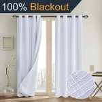 Primitive Linen Look,100% blackout curtains(with Liner)White blackout curtains& Blackout Thermal Insulated Liner,Grommet Curtains for Living Room/Bedroom,burlap curtains-Set of 2 Panels(50×84 White)p2