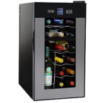 NutriChef PKTEWCDS1802 18 Bottle Dual Zone Thermoelectric Wine Cooler – Red and White Wine Chiller – Countertop Wine Cellar – Freestanding Refrigerator with LCD Display Digital Touch Controls
