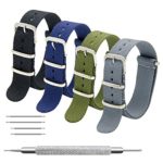 CIVO NATO Strap 4 Packs – 16mm 18mm 20mm 22mm 24mm Premium Ballistic Nylon Watch Bands Zulu Style with Stainless Steel Buckle