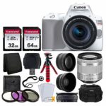 Canon EOS Rebel SL3 Digital SLR Camera (White) + EF-S 18-55mm f/4-5.6 IS STM Lens + 58mm 2X Professional Telephoto & 58mm Wide Angle Lens + 32GB & 64GB Memory Card + Case + Tripod + 3 Piece Filter Kit
