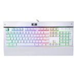 HUO JI E-Element Z-77 RGB Mechanical Gaming Keyboard, Programmable RGB Backlit, DIY Blue Switches,Wrist Rest, 104 Keys Anti Ghosting, White