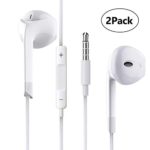 2-Pack Headphones Android Earbuds, White Earphones Mic Volume Control for All 3.5mm Jack Phone Tablet Computer Earphone