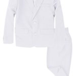 G218 Boys 2 Piece Suit Set Toddler to Teen (5, White)