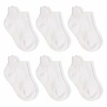 Aminson Anti Slip Non Skid Ankle Socks With Grips for Baby Toddler Kids Boys Girls (6 Pairs-White, 3-5 Years)