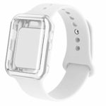 RUOQINI Smartwatch Band with Case Compatiable for Apple Watch Band, Silicone Sport Band and TPU Case for Series 4/3/2/1,White Band with Clear Case in 42SM Size