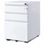 Merax 3-Drawer Mobile File Cabinet with Keys, Fully Assembled Except Casters (White)