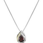 Sterling Silver and 14k Yellow Gold Birthstone Pendant Necklace, 18″