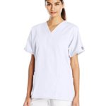 Cherokee Women’s V Neck Scrubs Shirt, White, Medium