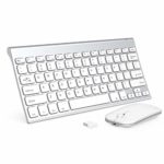 Wireless Keyboard and Mouse Combo, Seenda Ultra Small Compact Rechargeable Wireless Keyboard with Long Battery Life, Silent Mouse Clicking for PC Laptop Computer Windows-Silver and White