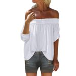 Aniywn Women Strapless Off Shoulder Tops T-Shirt Summer Sexy Plus Size Half Sleeve Solid Tee Blouse White