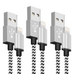 SyncTech Phone Charger Fast Charging Cable 6FT 3 Pack Nylon Braided High Speed Charging Cord USB Compatible with Phone XS MAX XR X 8 8 Plus 7 7 Plus 6s 6s Plus 6 6 Plus (A.) White