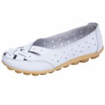 Women Shoes,Boomboom Soft Lady Flats Sandal Leather Ankle Casual Slipper Single Shoes White US 7.5