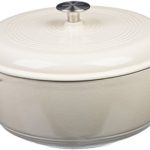 AmazonBasics Enameled Cast Iron Covered Dutch Oven, 4.3-Quart, White