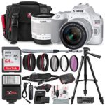 Canon EOS Rebel SL3 DSLR Digital Camera (White) with 18-55mm Lens + 64GB + Cases + Tripods + Premium Accessory Bundle