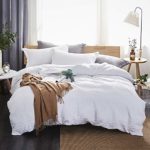 Dreaming Wapiti Duvet Cover Queen,100% Washed Microfiber 3 Piece Bedding Sets, Solid Color-Soft and Breathable with Zipper Closure & Corner Ties(White),