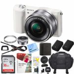 Sony a5100 Alpha Mirrorless Digital Camera 24MP DSLR (White) w/16-50mm Lens ILCE-5100L/W with Extra Battery Case 16GB Memory Deluxe Pro Bundle