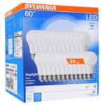 SYLVANIA General Lighting 74766 Sylvania 60W Equivalent, LED Light Bulb, A19 Lamp, Efficient 8.5W, Bright White 5000K, 24 Pack, Piece