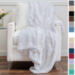 The Connecticut Home Company Luxury Faux Fur with Sherpa Reversible Kids Throw Blanket, Super Soft, Large Wrinkle Resistant Blankets, Warm Hypoallergenic Washable Couch or Bed Throws, 65×50, White