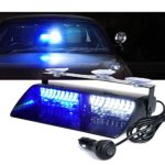 Xprite White & Blue 16 LED High Intensity LED Law Enforcement Emergency Hazard Warning Strobe Lights For Interior Roof/Dash / Windshield With Suction Cups