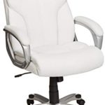 AmazonBasics High-Back Executive Swivel Office Desk Chair – White with Pewter Finish