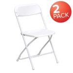 Flash Furniture HERCULES Series White Plastic Folding Chairs | Set of 2 Lightweight Folding Chairs