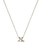 Jewelili 10k Gold Solitaire Swarovski Zirconia Pendant Necklace (2 cttw), 18″