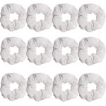 GUVASS 12 Pack Hair Scrunchies White Velvet Elastics Scrunchy Bobbles Soft Hair Bands Hair Ties