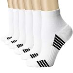 Compression Socks Women and Men, Ankle Compression Socks, Running socks (6 Pairs),Arch Support Flight Travel Nurses (White, Small/Medium)
