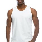 JC DISTRO Mens Hipster Hip Hop Basic Jersey Solid White Tank Top Large