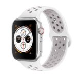 AdMaster Compatible with Apple Watch Bands 42mm 44mm,Soft Silicone Replacement Wristband Compatible with iWatch Series 1/2/3/4 -M/L White/Lavender