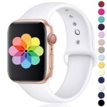 Laffav Compatible with Apple Watch Band 38mm 40mm, Medium/Large, for Women Men, White, Silicone Sport Replacement Band Compatible with Apple Watch Series 3, Series 4, Series 2, Series 1