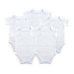 Luvable Friends Unisex Baby Cotton Bodysuits, White Short Sleeve 5 Pack, 18-24 Months (24M)