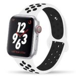 YC YANCH Greatou Compatible for Apple Watch Band 42mm,Soft Silicone Sport Band Replacement Wrist Strap Compatible for iWatch Apple Watch Series 3/2/1,Nike+,Sport,Edition,S/M,White Black
