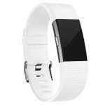 iGK Replacement Bands Compatible for Fitbit Charge 2, Adjustable Replacement Bands with Metal Clasp Classic Edition White Small