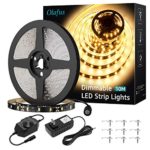 Olafus Dimmable LED Strip Lights Kit, 33ft 12V Under Cabinet Lighting 600 LEDs, 2835 3000K Warm White LED Ribbon, Non-Waterproof LED Tape Light for Kitchen Bedroom TV UL Listed Power Supply