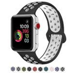 DOBSTFY Compatible for iWatch Bands 38mm 42mm,Soft Silicone Sport Band Replacement Wristband Compatible for iWatch Series 1/2/3, Ni ke+, Sport, Edition, 38mm S/M, Black/White