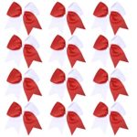 DEEKA 12PCS 8″ Two Toned Large Cheer Hair Bows Ponytail Holder Handmade for Teen Girls Softball Cheerleader Sports-Red/White