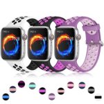 Haveda Breathable Bands Compatible for Apple 4 Watch 38mm/40mm, Soft Silicone Strap for Apple 4 Watch, iWatch Series 4/3/2/1, Women Men Kids 38mm/40mm M/L Black/Magenta, Orchid/Plum Fog, White/Black