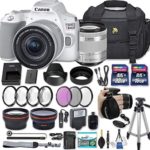 Canon EOS Rebel SL3 DSLR Camera (White) with EF-S 18-55mm f/4-5.6 is STM Lens + 2 Memory Cards + 2 Auxiliary Lenses + HD Filters + 50″ Tripod + Premium Accessories Bundle (24 Items)