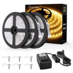 Onforu 50ft/15m Waterproof LED Strip Lights Kit, 3000K Warm White, 12V Flexible LED Rope with 450 Units 2835 LEDs, UL Listed Power Supply with Switch, IP65 Waterproof for Indoors and Outdoors