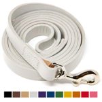 Logical Leather 6 Foot Dog Leash – Best for Training – Water Resistant Heavy Full Grain Leather Lead – White