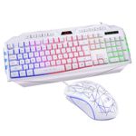 White Gaming Keyboard and Mouse Combo,MageGee GK710 Wired Backlit Keyboard and White Gaming Mouse Combo,PC Keyboard and Adjustable DPI Mouse for PC/loptop/MAC …