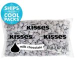 HERSHEY’S KISSES Chocolate Candy, White Foils, 4.1lb Bulk Candy, approx. 400 Pieces