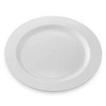 50 Disposable White Plastic Dinner Plates | 10.5″ Inch Premium Heavy Duty Disposable Dinnerware with Real China Design | Safe & Reusable and Great for Parties or Weddings (50-Pack) by Bloomingoods
