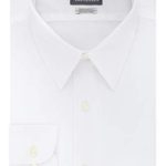 Van Heusen Men’s Poplin Regular Fit Solid Point Collar Dress Shirt, White, 15.5″ Neck 34″-35″ Sleeve