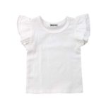 Mubineo Toddler Baby Girl Basic Plain Ruffle Sleeve Cotton T Shirts Tops Tee Clothes (White, 2-3T)