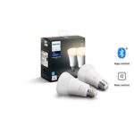 Philips Hue White 2-Pack A19 LED Smart Bulb, Bluetooth & Zigbee compatible (Hue Hub Optional), voice activated with Alexa