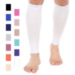 Doc Miller Premium Calf Compression Sleeve 20-30mmHg – 1 Pair Strong Calf Support Graduated Pressure for Sports Running Muscle Recovery Shin Splints Varicose Veins (White, 2-Pack, Large)