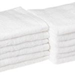 AmazonBasics Quick-Dry Bathroom Washcloth, 100% Cotton, Set of 12, White