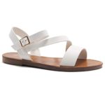 Herstyle Merina Women’s Open Toes Ankle Strap Flat Sandals White 9.0